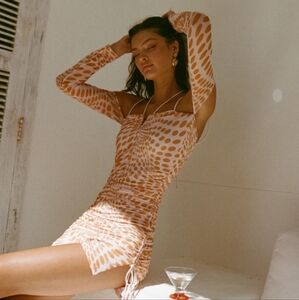 SABO Dress Small NWT Rainella Orange Polka Dot Mini Midi Adjustable Summer